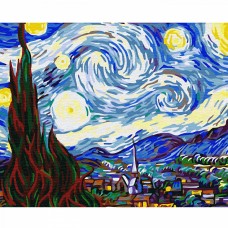 Картина по номерам с цветной схемой на холсте Molly KK0756 Ван Гог. Звёздная ночь 40х50 см