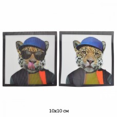 Термоаппликации 3D (интерактивные) TBY.3D19 Леопард в очках 10х10см, уп.5шт