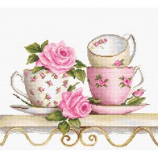 Наборы для вышивания LUCA-S  B2327 Чайные чашки с розами 24х17,5 см