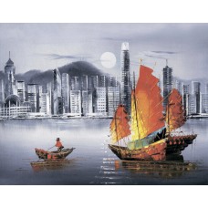Алмазная вышивка Ночной Гонконг LG253 40х50 тм Цветной