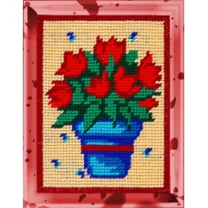 Набор для вышивания с пряжей BAMBINI X2243 Красные тюльпаны 15х20 см