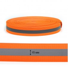 Лента светоотражающая, флуоресцентно оранжевая с серой полосой (резинка) TBY отр.R200-280 шир.40мм SV.R40501 уп.50м