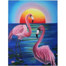 Картины по номерам Molly KH1003 Розовые фламинго 15х20 см