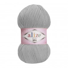 Пряжа для вязания Ализе Extra Life (100% акрил) 5х100г/480м цв.919 св.серый