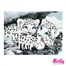 Картины по номерам Molly KH0742 Снежные барсы (8 цветов) 15х20 см