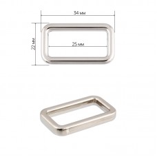 Рамка металл прямоугольная TBY-052502 34х22мм (внутр. 25мм) цв. никель уп. 10шт