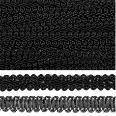 Тесьма TBY Шанель плетеная шир.12мм 0384-0016 цв.F322 черный уп.18,28м