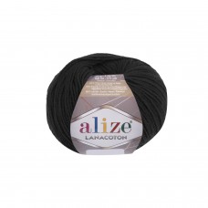 Пряжа для вязания Ализе Lana Coton (26% шерсть, 26% хлопок, 48% акрил) 10х50г/160м цв.060 черный