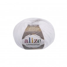 Пряжа для вязания Ализе Lana Coton (26% шерсть, 26% хлопок, 48% акрил) 10х50г/160м цв.055 белый