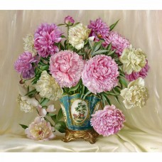 Картины мозаикой Molly KM0254 Бузин. Розовые и белые пионы (29 цветов) 40х50 см