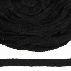 Шнур плоский х/б 15мм турецкое плетение цв.032 чёрный уп.50 м