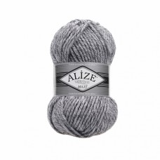 Пряжа для вязания Ализе Superlana maxi (25% шерсть, 75% акрил) 5х100г/100м цв.801 серый жаспе