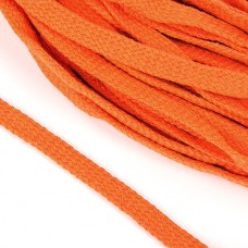 Шнур плоский х/б 10мм турецкое плетение цв.008 оранжевый уп.50 м