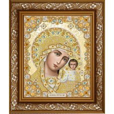 Рисунок на ткани бисером БЛАГОВЕСТ ЖК-4001 Богородица Казанская в хрустальных камнях