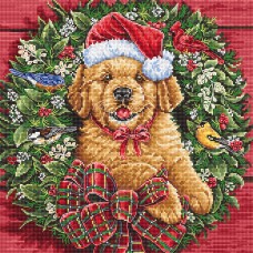 Набор для вышивания LETI  L8053 Рождественский щенок 26х26 см