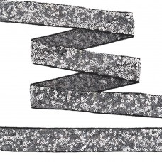 Тесьма с пайетками TBY на сетке  TDF03012 шир.30мм цв.черный+серебро уп.13,7м