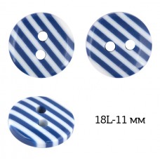 Пуговицы пластик TBY P-L28-3 цв.белый-синий 18L-11мм, 2 прокола, 50 шт