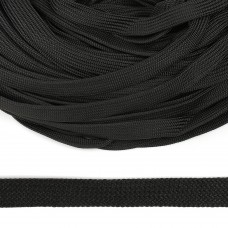 Шнур плоский полиэфир 15 мм классическое плетение цв.черный уп.50 м