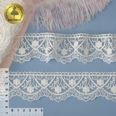 Кружево на сетке KRUZHEVO TR.16G1260F шир.50мм цв.молочный, уп.2,9м