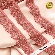 Кружево-стрейч KRUZHEVO TBY.L839 шир.30мм цв.F139 коралловый уп.5м