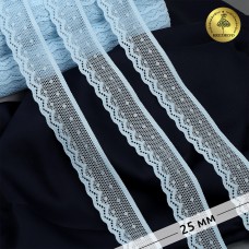 Кружево-стрейч KRUZHEVO TBY.8028 шир.25мм цв.F183 голубой уп.5м
