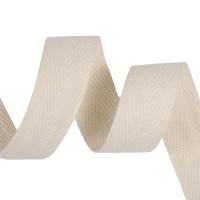 Тесьма киперная 25 мм хлопок 2,5г/см TBY.CT25100 цв.F100 суровый  уп.10м