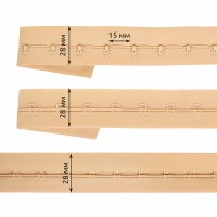 Крючки на ленте 1 ряда на мягкой основе шир.28мм TBY-82659 цв.бежевый уп.1м