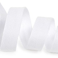 Тесьма киперная 25 мм хлопок 2,5г/см TBY.CT25101 цв.F101 белый  уп.10м