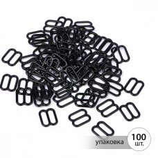 Пряжка регулятор для бюстгальтера 10мм металл TBY-1008 цв.черный, уп.100шт