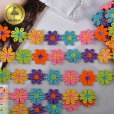 Кружево гипюр ромашка TBY.12243 шир.25мм цв.мульти уп.13,71м