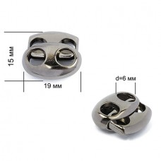 Фиксатор для шнура металл TBY OR.0305-5353 (17х19мм) цв. никель черный уп. 100шт