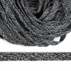 Шнур плоский х/б 15мм классическое плетение TW цв.меланж 2 (032 черный, 028 св.серый) уп.50м