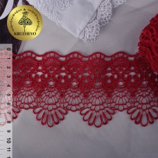 Кружево гипюр KRUZHEVO TR.SUN.05 шир.85мм цв.171 красный уп.9м