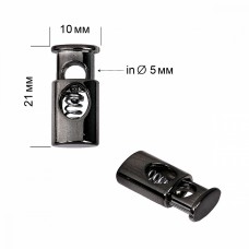 Фиксатор пластиковый для шнура TBY.0322 (10х21мм, 1 отв.5мм) цв.черный никель уп. 100шт