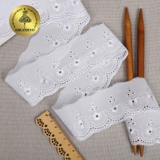 Кружево шитье KRUZHEVO ТСВ-20S14 шир.5,5см цв.001 белый, уп.2,5м
