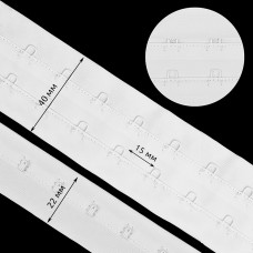 Крючки на ленте 2 ряда шир.40мм TBY-75360 цв.белый уп.1м