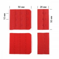 Застежка с крючками 3х3 для бюстгальтера TBY-57467 5см цв.SD163 красный уп.5шт