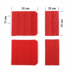 Застежка с крючками 3х3 для бюстгальтера TBY-57467 5см цв.SD163 красный уп.5шт