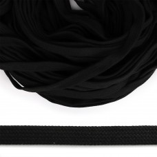 Шнур плоский х/б 12мм классическое плетение цв.032 чёрный уп.50 м