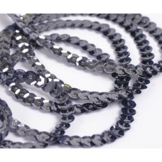 Пайетки на нитях 6мм Silver Base TBY-FLKU06-SB цв.02 черный уп.73.12м