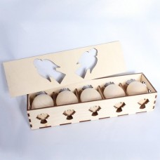 Деревянная заготовка из сосны набор Л.ТР0405 5 яиц в коробке 255х71х50мм упак (1 набор)