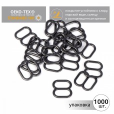 Пряжка регулятор для купальника металл TBY-810D.SW 10мм цв.черный никель, уп.1000шт