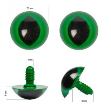 Глаза винтовые кошачьи TBY 25мм цв.зеленый (без заглушек) уп.100шт