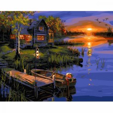 Картины по номерам GX5853 Домик у озера 40х50 см