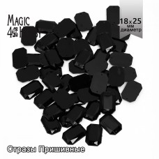 Стразы пришивные акриловые MAGIC 4 HOBBY MG.AF.02 18x25 мм прямоугольник цв.11 черный уп.5х10 шт