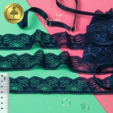 Кружево-стрейч KRUZHEVO TBY.YSCS0004 шир.32мм цв.3 т.синий уп.10м