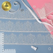 Кружево реснички KRUZHEVO TBY.0074 шир.55мм цв.01 белый уп.9м (по 3м)