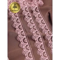 Кружево гипюр KRUZHEVO TR.8G8100 шир.33мм цв.N6615 розовая пудра уп.2,7м