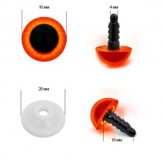 Глаза живые 16мм с фиксатором НК.11363 цв.коричневый уп.50шт