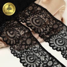 Кружево-стрейч KRUZHEVO TBY.YSTL00839/N шир.90мм цв.170 черный уп.3м